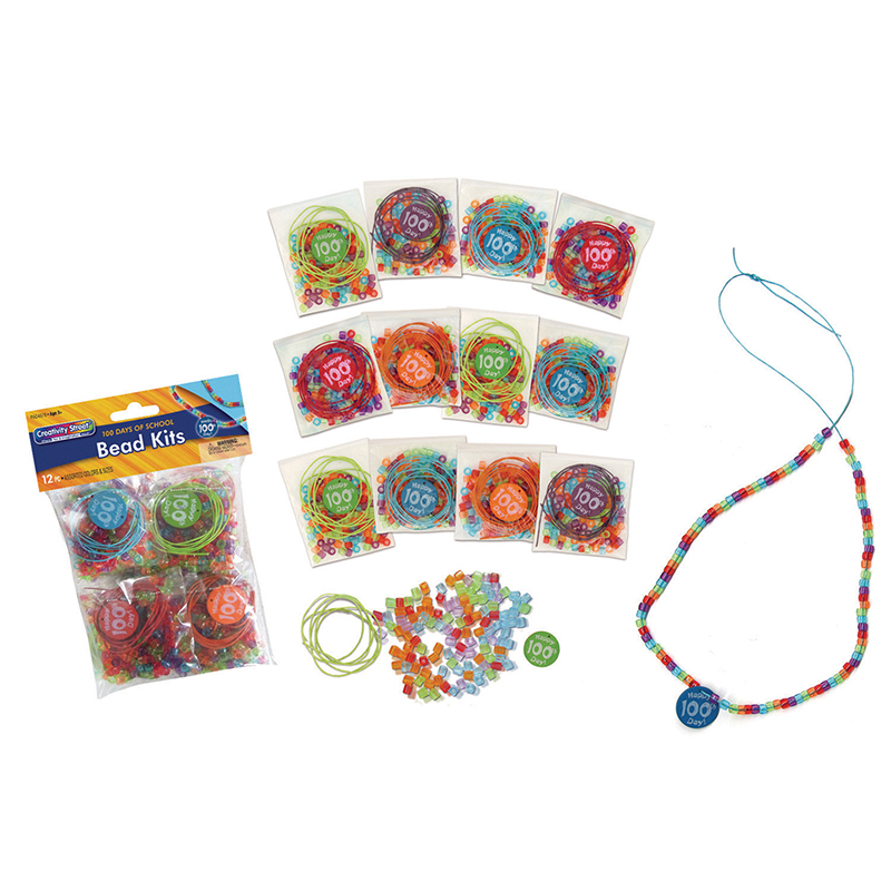 100 Days Of School Bead Kits, Assorted Sizes, 12 Kits